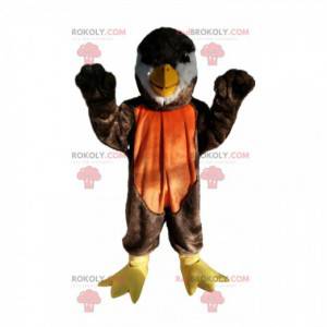 Brown and orange bird mascot with a beautiful beak -