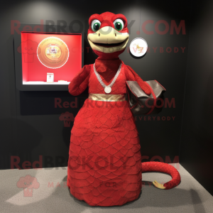 Rød Python maskot kostume...
