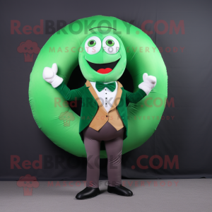 Grøn Donut maskot kostume...