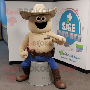 Tan Grenade mascot costume character dressed with a Bootcut Jeans and Bracelets