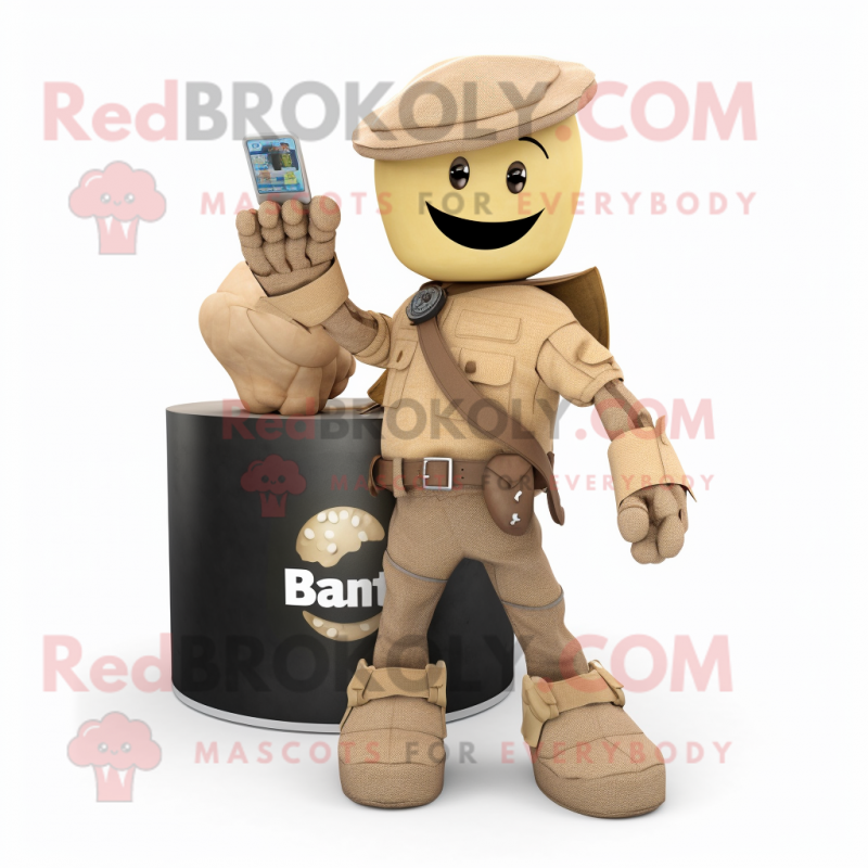 Tan Grenade mascot costume character dressed with a Bootcut Jeans and Bracelets