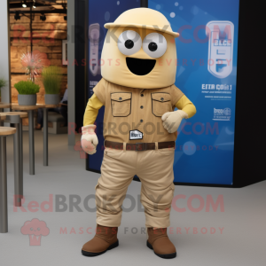 Tan Grenade mascot costume character dressed with a Bootcut Jeans and Bracelets