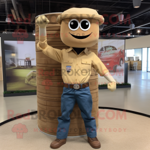 Tan Grenade mascot costume character dressed with a Bootcut Jeans and Bracelets