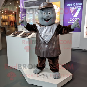 Silver Chocolate Bar mascot costume character dressed with a V-Neck Tee and Anklets