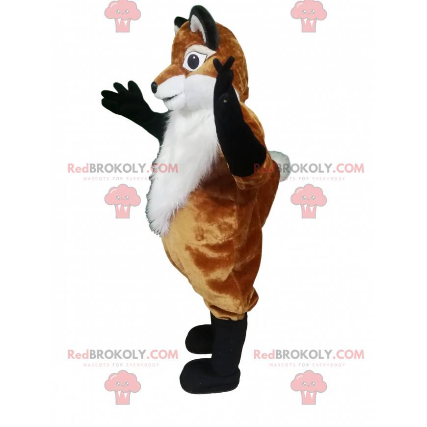 Mascote raposa marrom e branca - Redbrokoly.com