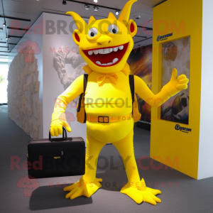 Yellow Devil maskot kostume...