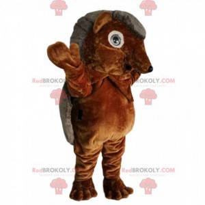 Brown and gray hedgehog mascot. Hedgehog costume -