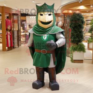 Forest Green Medieval Knight mascot costume character dressed with a Poplin Shirt and Headbands
