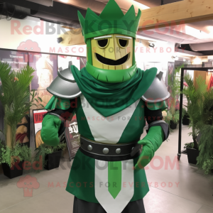 Forest Green Medieval Knight mascot costume character dressed with a Poplin Shirt and Headbands