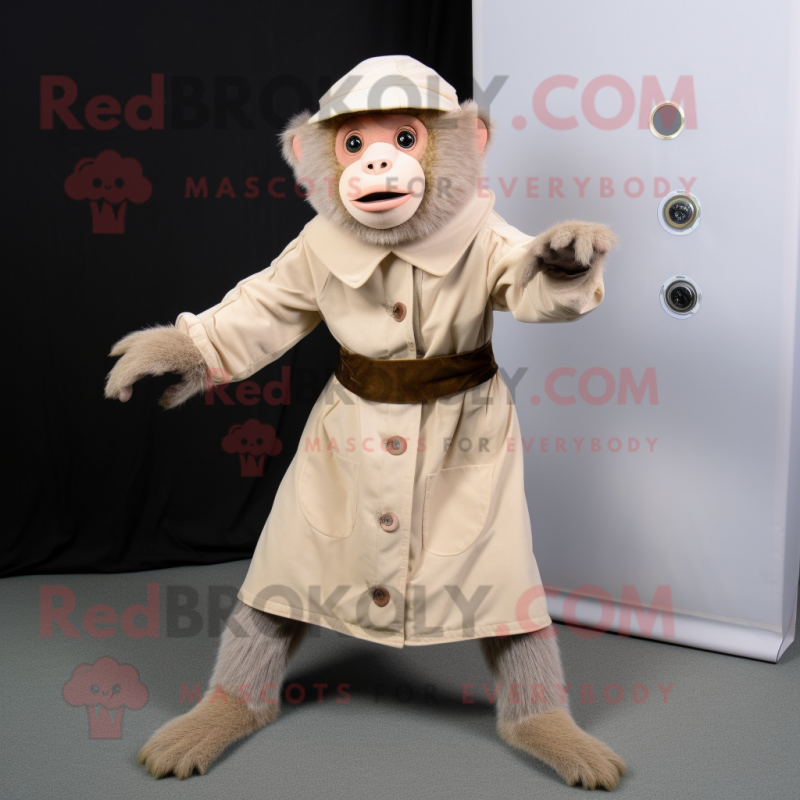 Beige Capuchin Monkey mascot costume character dressed with a A-Line Skirt and Foot pads Beige Capuchin Monkey mascot costume character dressed with a A-Line Skirt and Foot pads