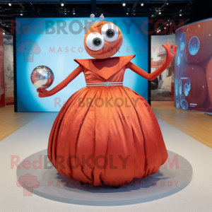 Rust Bracelet mascot costume character dressed with a Ball Gown and Rings