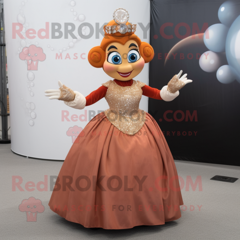 Rust Bracelet mascot costume character dressed with a Ball Gown and Rings Rust Bracelet mascot costume character dressed with a Ball Gown and Rings