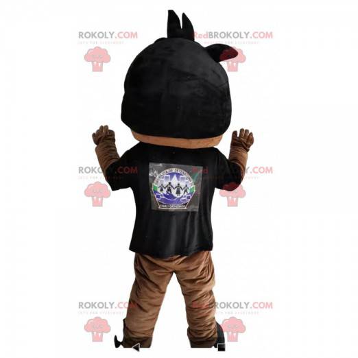 Kleine jongen mascotte met een zwarte trui - Redbrokoly.com
