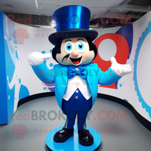 Blue Ring Master mascot costume character dressed with a Culottes and Bow ties