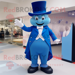 Blue Ring Master mascot costume character dressed with a Culottes and Bow ties