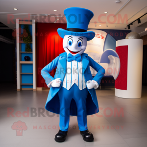 Blue Ring Master mascot costume character dressed with a Culottes and Bow ties