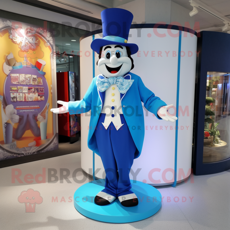 Blue Ring Master mascot costume character dressed with a Culottes and Bow ties