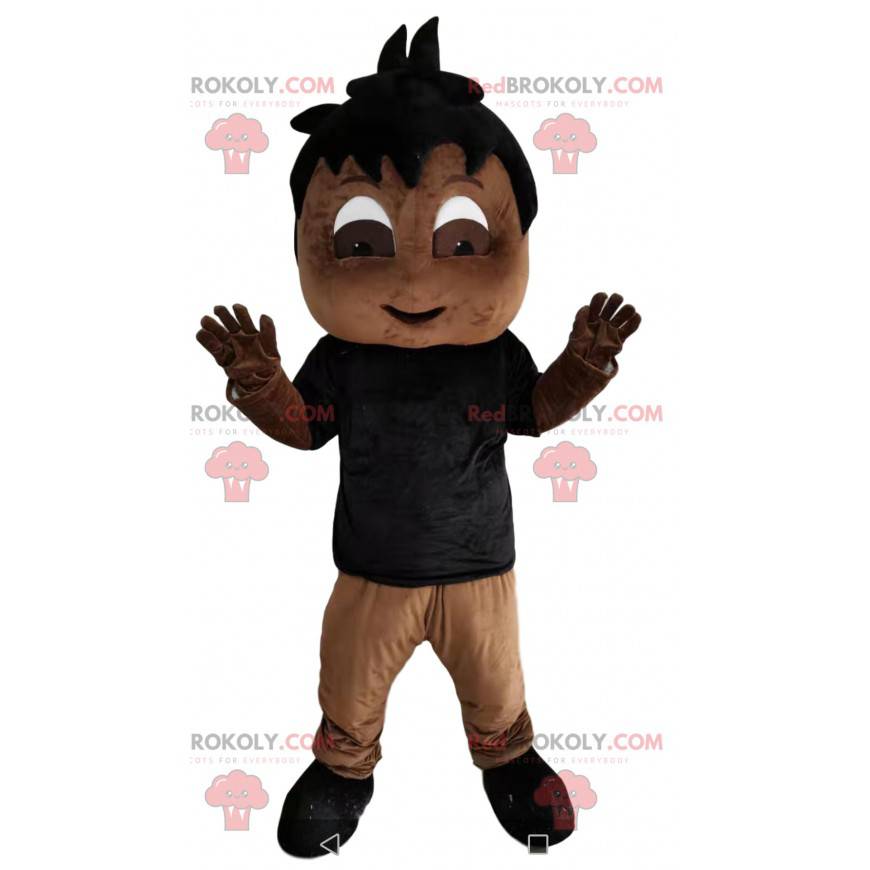 Maskottchen kleiner Junge mit einem schwarzen Trikot - Maskottchen kleiner Junge mit einem schwarzen Trikot -