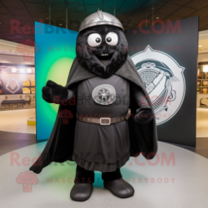 Black Celtic Shield mascot costume character dressed with a Cover-up and Clutch bags