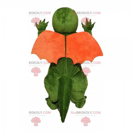 Grøn drage maskot med orange vinger - Redbrokoly.com