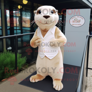 Cream Otter maskot kostume...