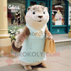 Cream Otter maskot kostume...