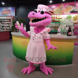 Roze krokodil mascotte...
