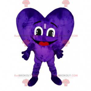 Mascotte de cœur violet en velours. Costume de cœur -