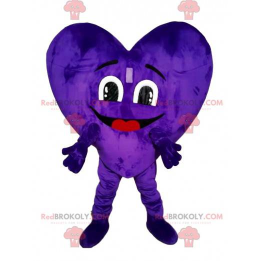 Mascota de corazón de terciopelo púrpura. Disfraz de corazón -