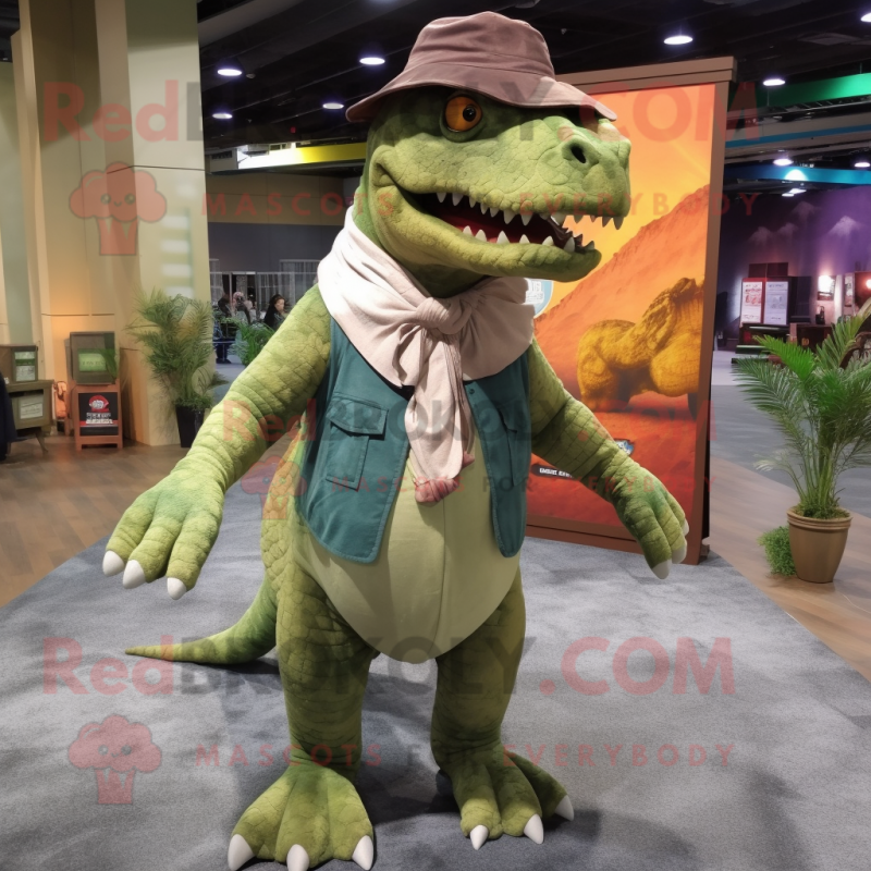 nan Tyrannosaurus mascot costume character dressed with a Vest and Shawl pins nan Tyrannosaurus mascot costume character dressed with a Vest and Shawl pins