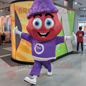 Purple Pizza Slice mascot costume character dressed with a Joggers and Wraps