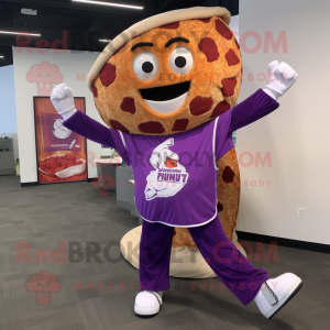 Purple Pizza Slice mascot costume character dressed with a Joggers and Wraps