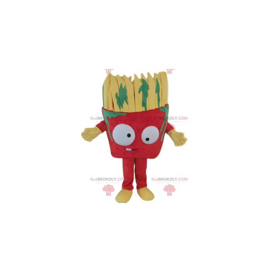 Mascotte pennello rosso con macchie di vernice verde -