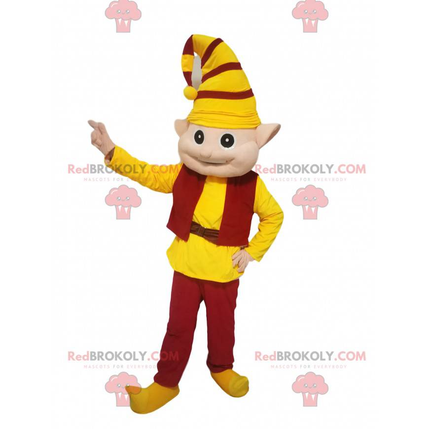 Leprechaun mascotte met een gele en rode outfit - Redbrokoly.com