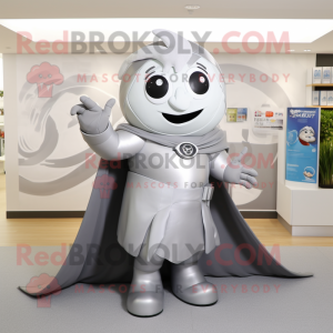 Gray Superhero mascot costume character dressed with a A-Line Skirt and Keychains