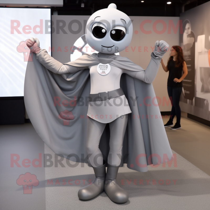 Gray Superhero mascot costume character dressed with a A-Line Skirt and Keychains Gray Superhero mascot costume character dressed with a A-Line Skirt and Keychains
