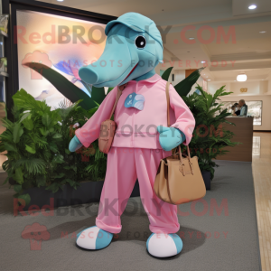 Pink Dolphin maskot kostume...