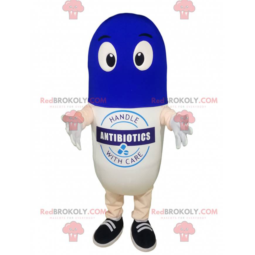 White and blue pill mascot. - Redbrokoly.com White and blue pill mascot. - Redbrokoly.com