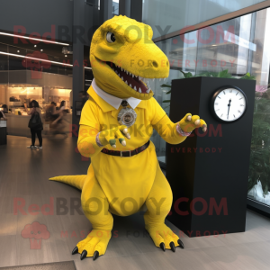 Geel Tyrannosaurus mascotte...