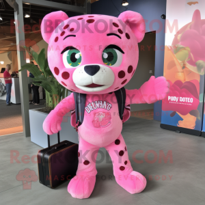 Pink Jaguar maskot kostume...