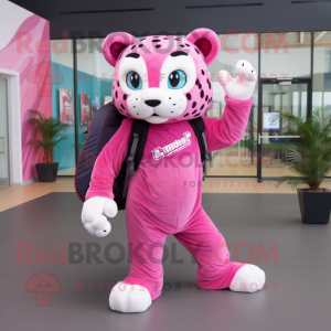 Pink Jaguar maskot kostume...