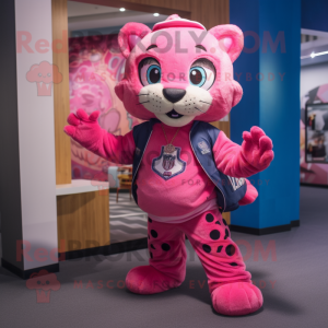 Pink Jaguar maskot kostume...