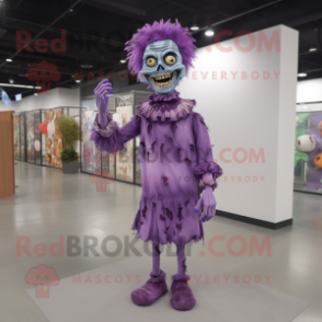 Purple Undead mascot costume character dressed with a Blouse and Shoe clips