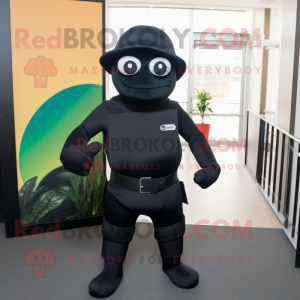 Black Superhero mascot costume character dressed with a Turtleneck and Hats
