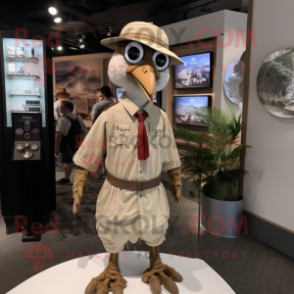 Tan Quail mascot costume character dressed with a Poplin Shirt and Berets