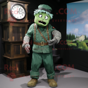 Forest Green Graveyard mascot costume character dressed with a Cargo Pants and Bracelet watches