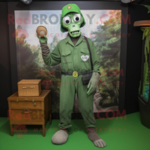 Forest Green Graveyard mascot costume character dressed with a Cargo Pants and Bracelet watches