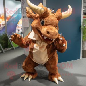 Bruin Triceratops mascotte...