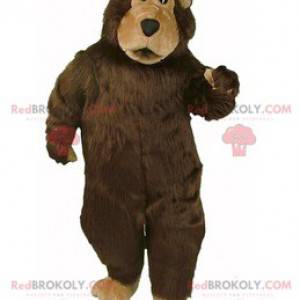 Hnědý a béžový medvěd maskot všechny chlupaté - Redbrokoly.com