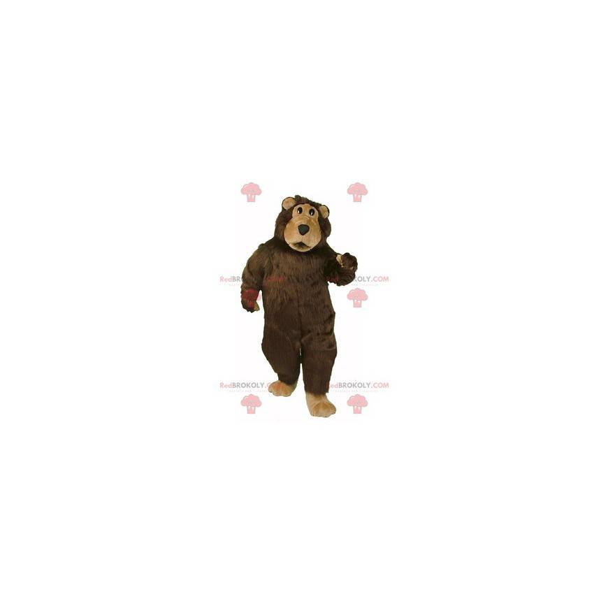 Mascotte d'ours marron et beige tout poilu - Redbrokoly.com